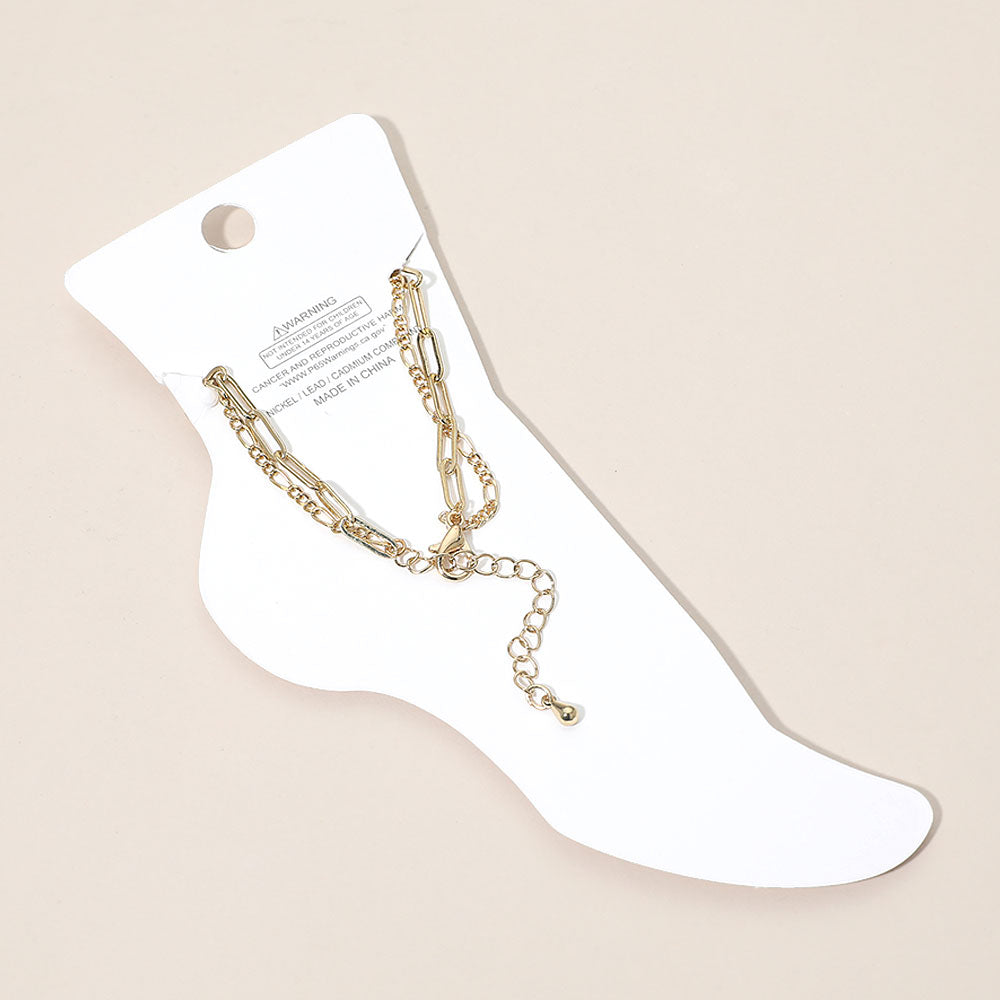 Madeline Love Gold Smiley Face Charm Accent Layered Chain Anklet - Anklets - extra