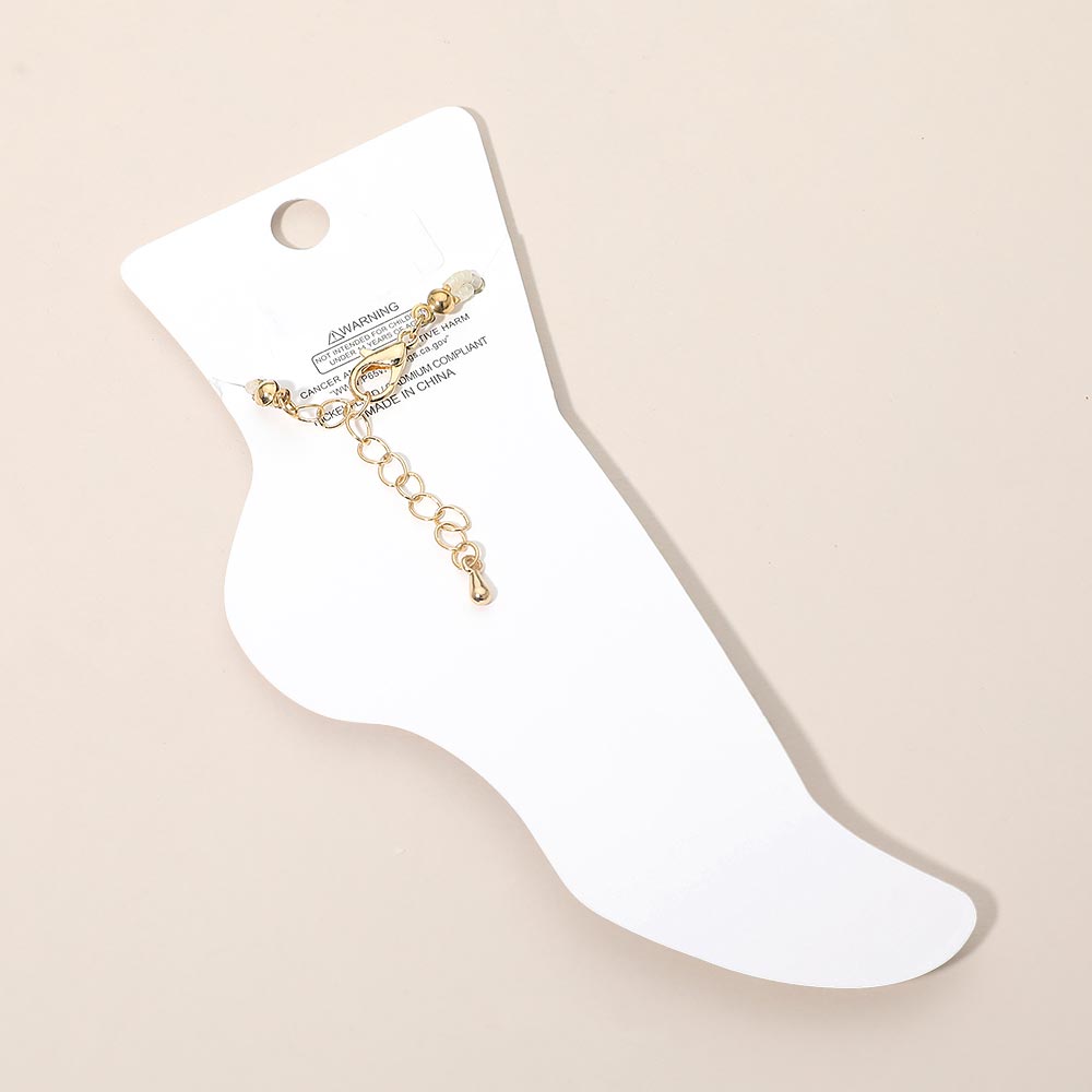 Madeline Love Gold, Multi Pearl Accent Beaded Layered Chain Anklet - Anklets - extra