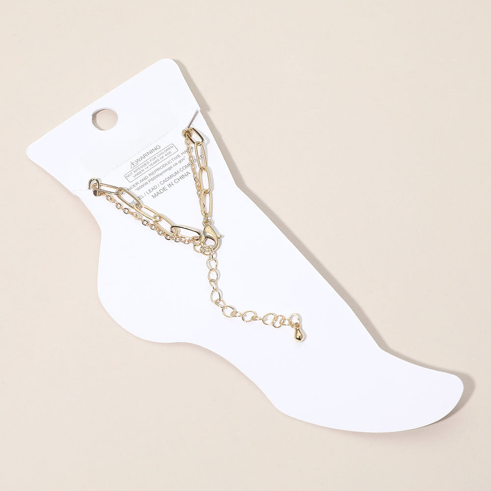 Madeline Love Gold Cross Charm Station Layered Chain Anklet - Anklets - extra
