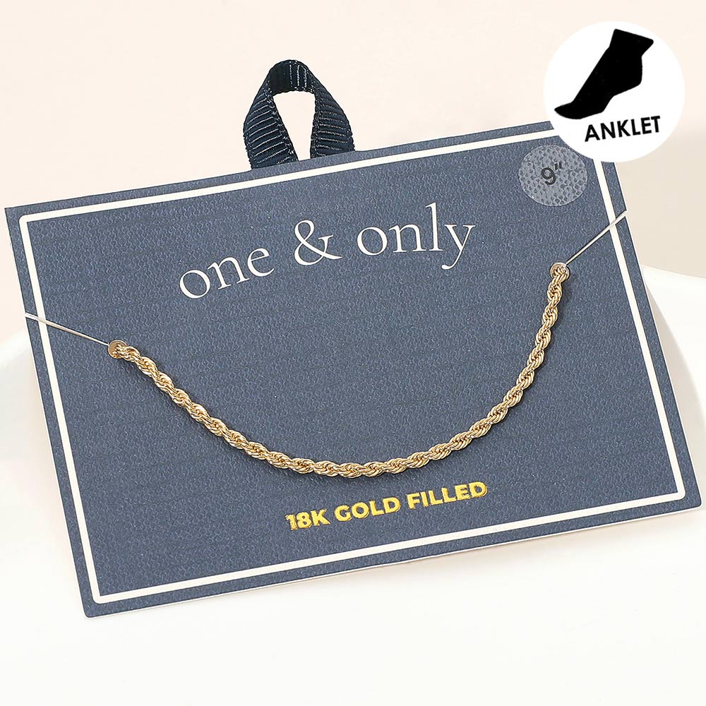 Madeline Love Gold 18K Gold Filled Twisted Rope Chain Anklet