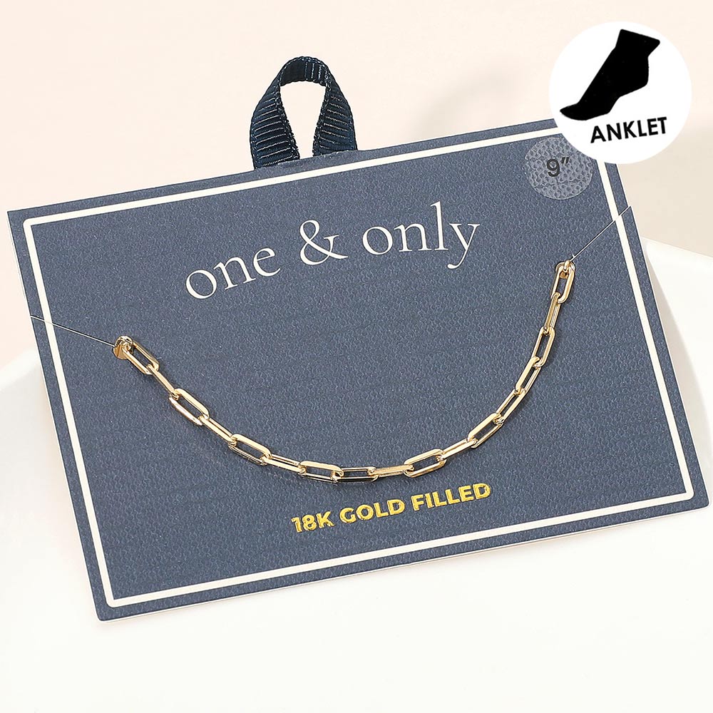 Madeline Love Gold 18K Gold Filled Paperclip Chain Anklet