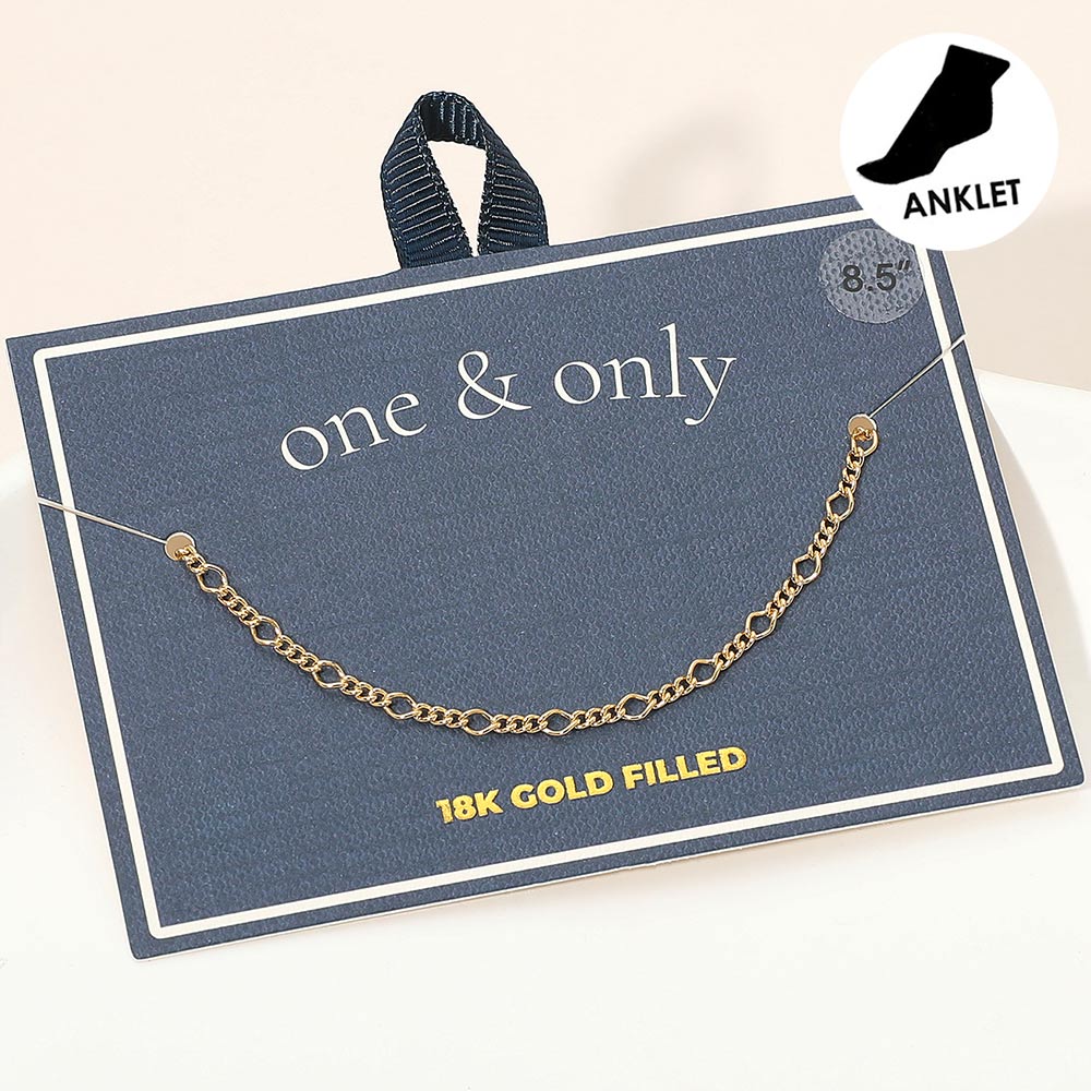 Madeline Love Gold 18K Gold Filled Delicate Figaro Chain Anklet
