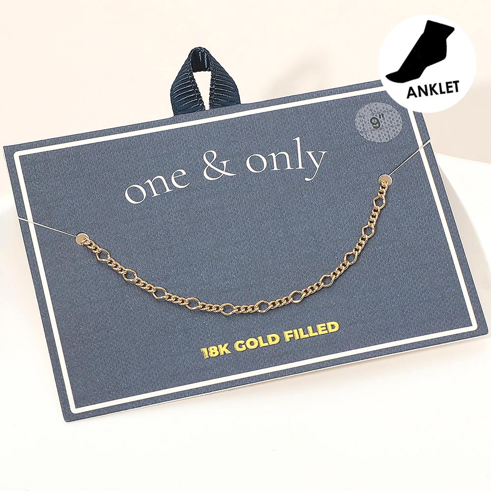 Madeline Love Gold 18K Gold Filled Delicate Figaro Chain Anklet