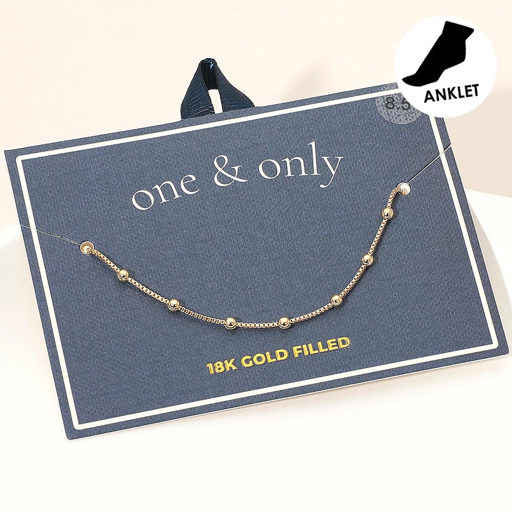 Madeline Love Gold 18K Gold Filled Dainty Beaded Station Chain Anklet