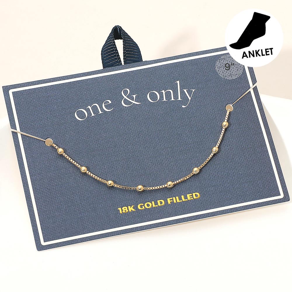 Madeline Love Gold 18K Gold Filled Dainty Beaded Station Chain Anklet