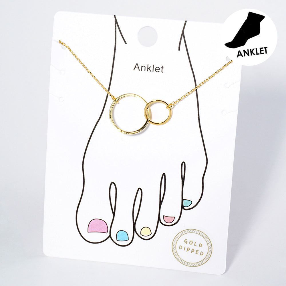 Madeline Love Gold Gold Dipped Double Ring Link Chain Anklet - Anklets