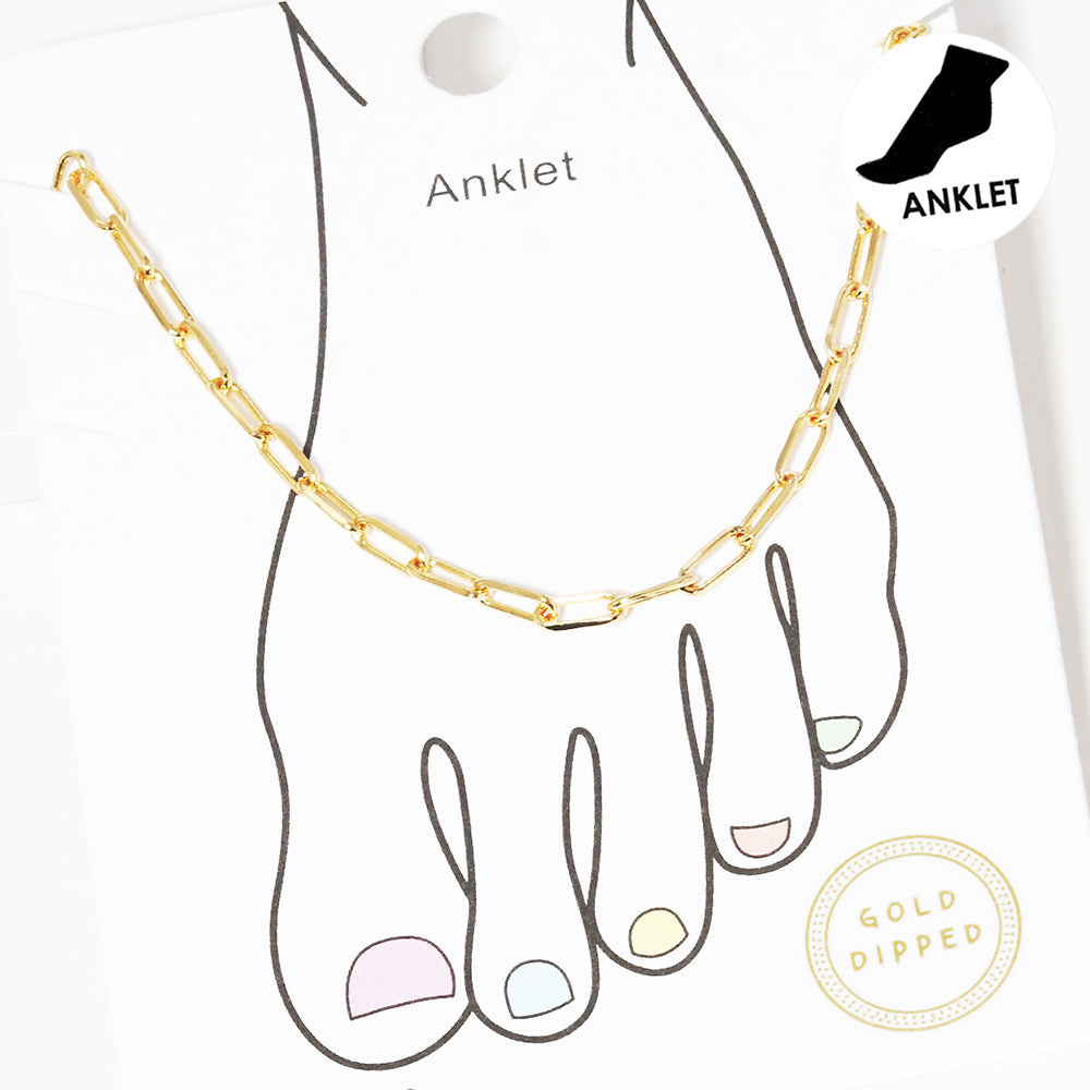 Madeline Love Gold Gold Dipped Metal Chain Link Anklet - Anklets