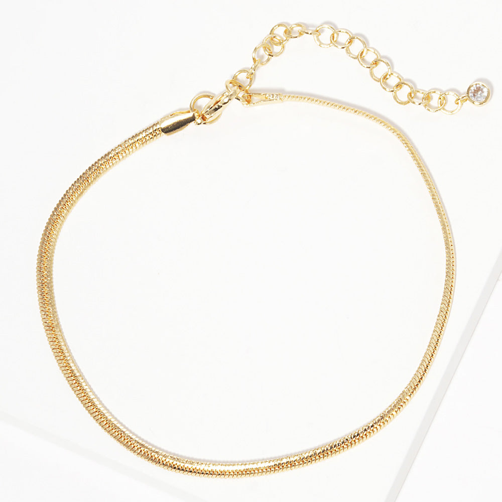 Madeline Love Gold Gold Dipped Metal Snake Chain Anklet - Anklets - desc