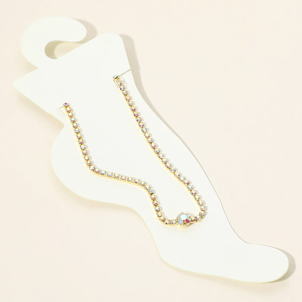 Madeline Love AB, Gold Rhinestone Cluster Evening Anklet - Anklets