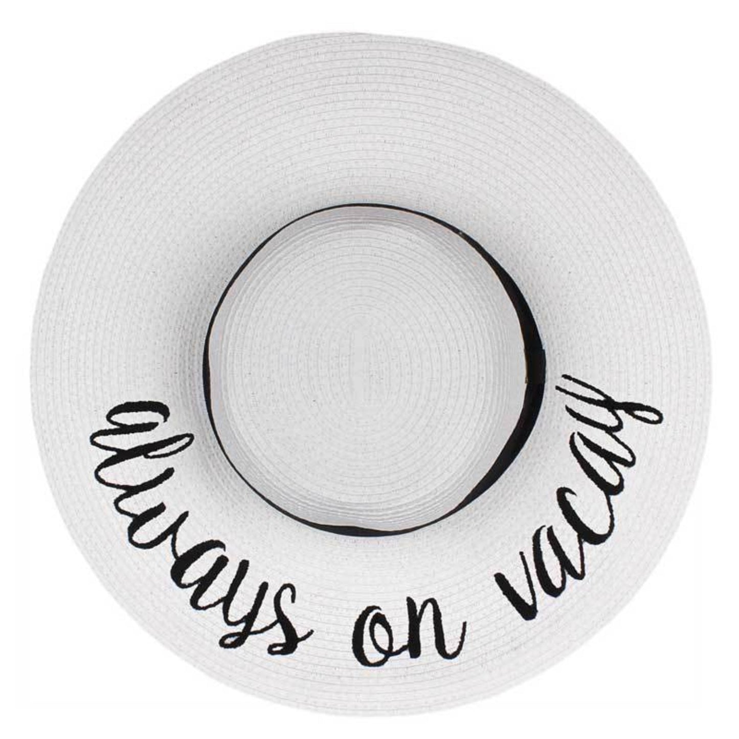 C.C Paper Brim Straw Hat With Lettering And Ribbon Band 100% Paper Straw