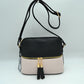 Crossbody Bag with Double Zipper Tassel Accent - Shoulder Bag