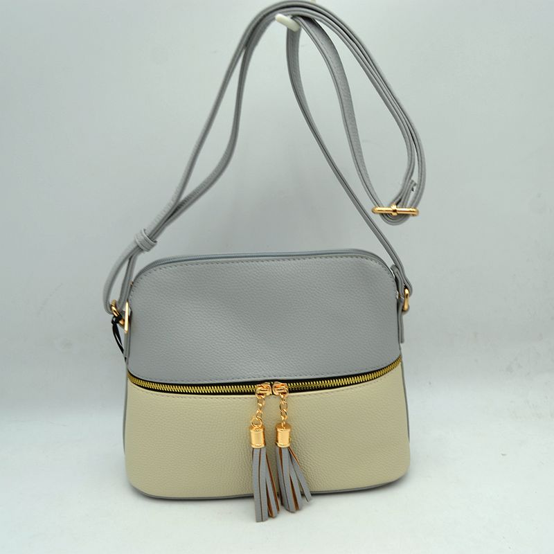 Crossbody Bag with Double Zipper Tassel Accent - Shoulder Bag