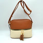 Crossbody Bag with Double Zipper Tassel Accent - Shoulder Bag