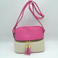 Crossbody Bag with Double Zipper Tassel Accent - Shoulder Bag