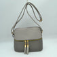 Crossbody Bag with Double Zipper Tassel Accent - Shoulder Bag