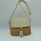 Crossbody Bag with Double Zipper Tassel Accent - Shoulder Bag