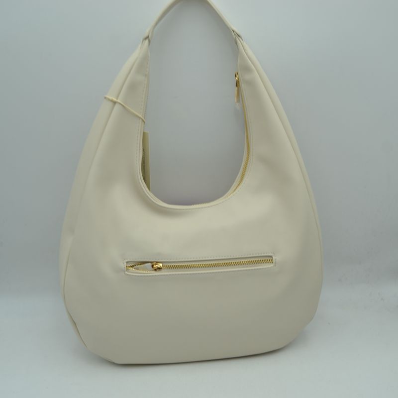 Slouchy Hobo Shoulder Bag with Dimensional Rose Applique - Shoulder Bag