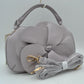 Sculptural Floral Accent Satchel – Convertible Textured Crossbody Bag - Grey - Crossbody Bags