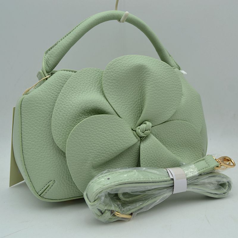 Sculptural Floral Accent Satchel – Convertible Textured Crossbody Bag - Mint - Crossbody Bags