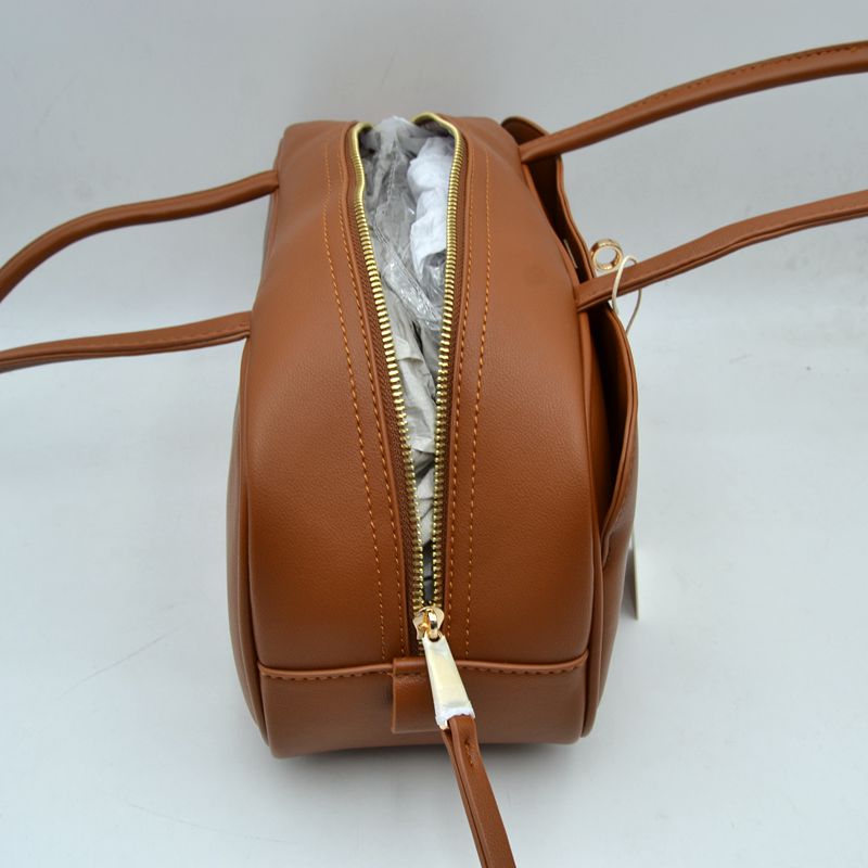 Structured Shoulder Bag with Long Double Straps and Clasp - Shoulder Bag