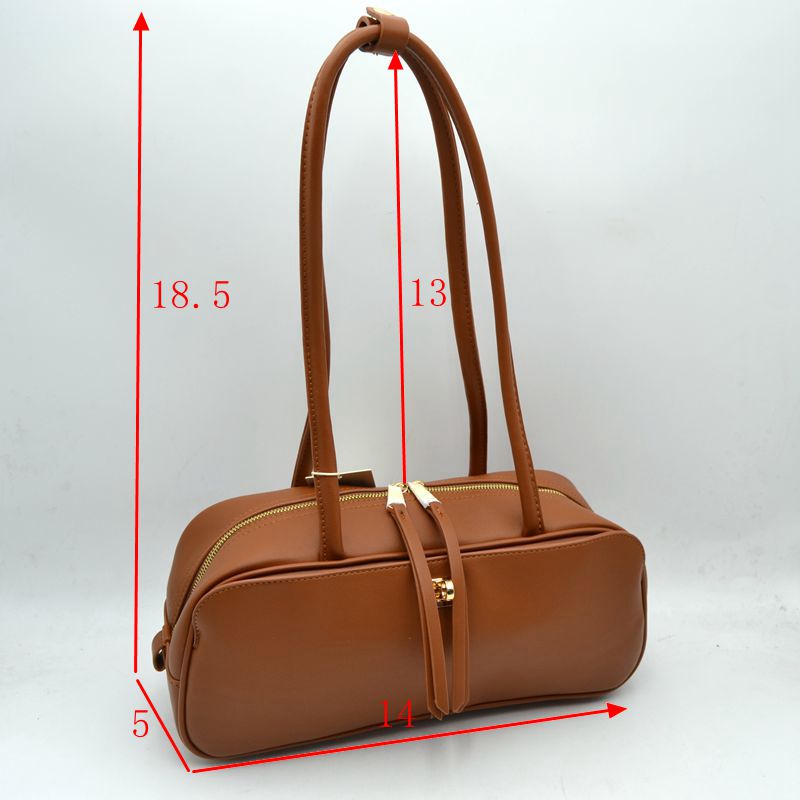 Structured Shoulder Bag with Long Double Straps and Clasp - Shoulder Bag