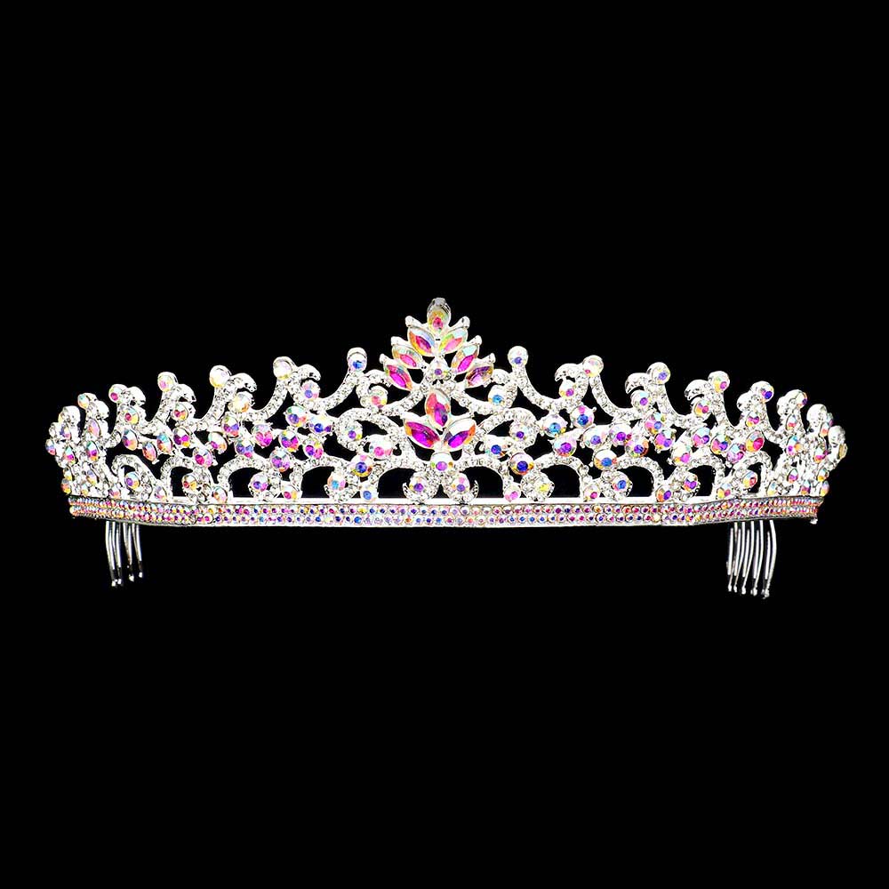 Ab Silver Marquise Round Stone Embellished Princess Tiara, this awesome princess tiara will make you the ultimate royal beauty and make you absolutely stand out to receive the best compliments on special occasions. It perfectly adds luxe to your outfit and makes you more gorgeous. It's easy to put on & off and durable. The stunning hair accessory is really beautiful, Pretty, and lightweight. 
