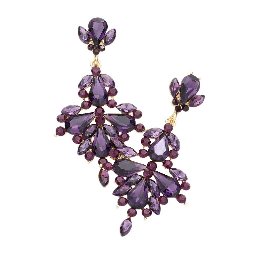 Amethyst Glass Crystal Statement Earrings, These gorgeous Crystal pieces will show your class in any special occasion. The elegance of these crystal evening earrings goes unmatched. Perfect jewelry to enhance your look. Awesome gift for birthday, Anniversary, Valentine’s Day or any special occasion.