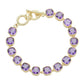 14K Gold Plated Square CZ Stone Link Evening Toggle Bracelet - Amethyst Gold - Bracelet