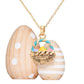 Antique Gold Enamel Easter Egg Basket Pendant Necklace is a charming addition to your jewelry collection. The handcrafted enamel egg pendant adds a touch of whimsy while the delicate chain provides a dainty elegance. Perfect for Easter celebrations or as a unique everyday accessory. A lovely Easter gift choice for someone you love.