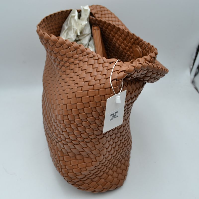 Woven Slouchy Shoulder Bag with Matching Zipper Pouch Set - Shoulder Bag