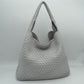 Woven Slouchy Shoulder Bag with Matching Zipper Pouch Set - Gray - Shoulder Bag