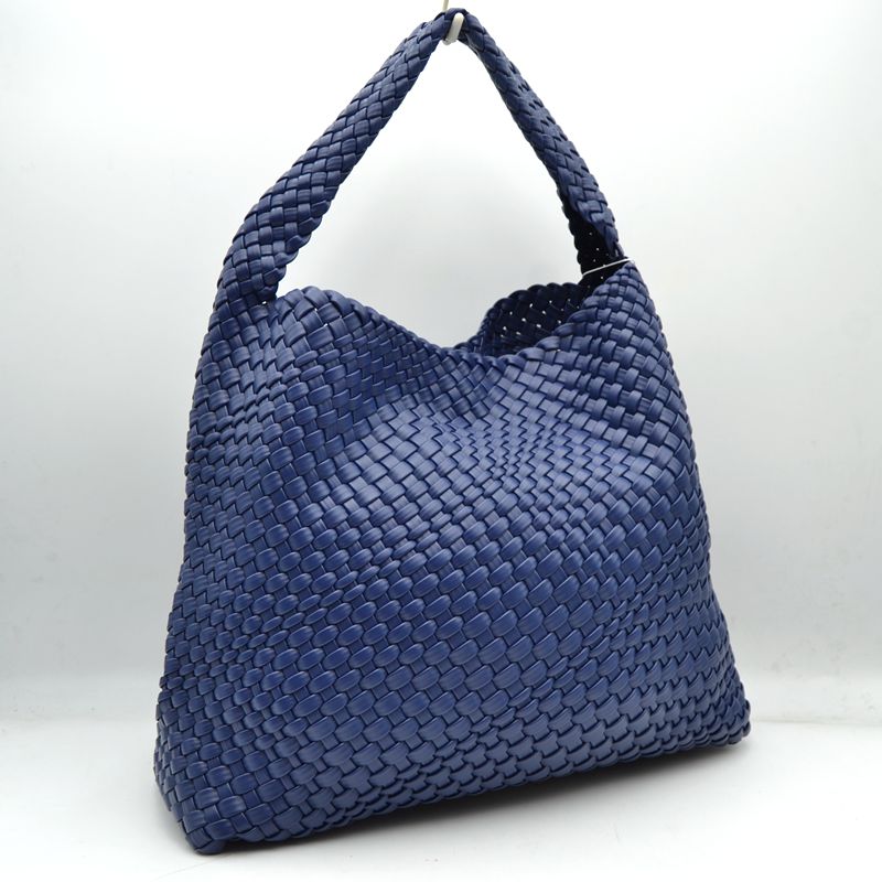Woven Slouchy Shoulder Bag with Matching Zipper Pouch Set - Shoulder Bag