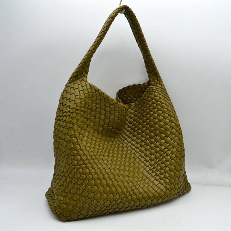 Woven Slouchy Shoulder Bag with Matching Zipper Pouch Set - Shoulder Bag