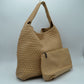 Woven Slouchy Shoulder Bag with Matching Zipper Pouch Set - Shoulder Bag