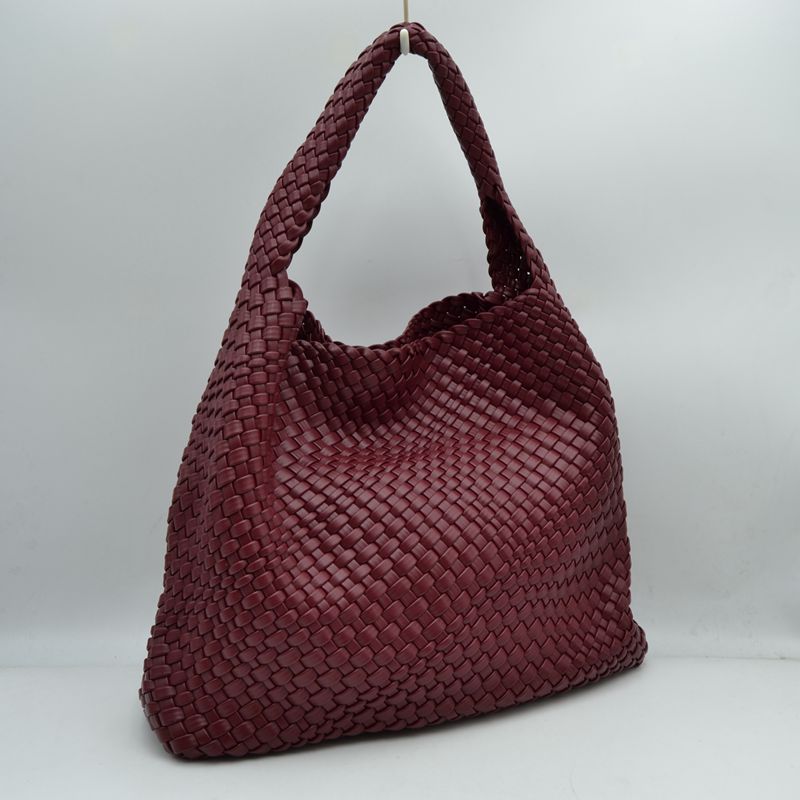 Woven Slouchy Shoulder Bag with Matching Zipper Pouch Set - Shoulder Bag