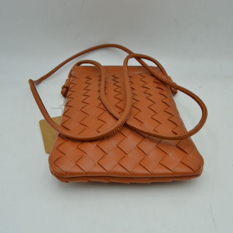 Woven Texture Vertical Phone Pouch Crossbody Bag with Cord Strap - Crossbody Bag