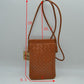 Woven Texture Vertical Phone Pouch Crossbody Bag with Cord Strap - Crossbody Bag