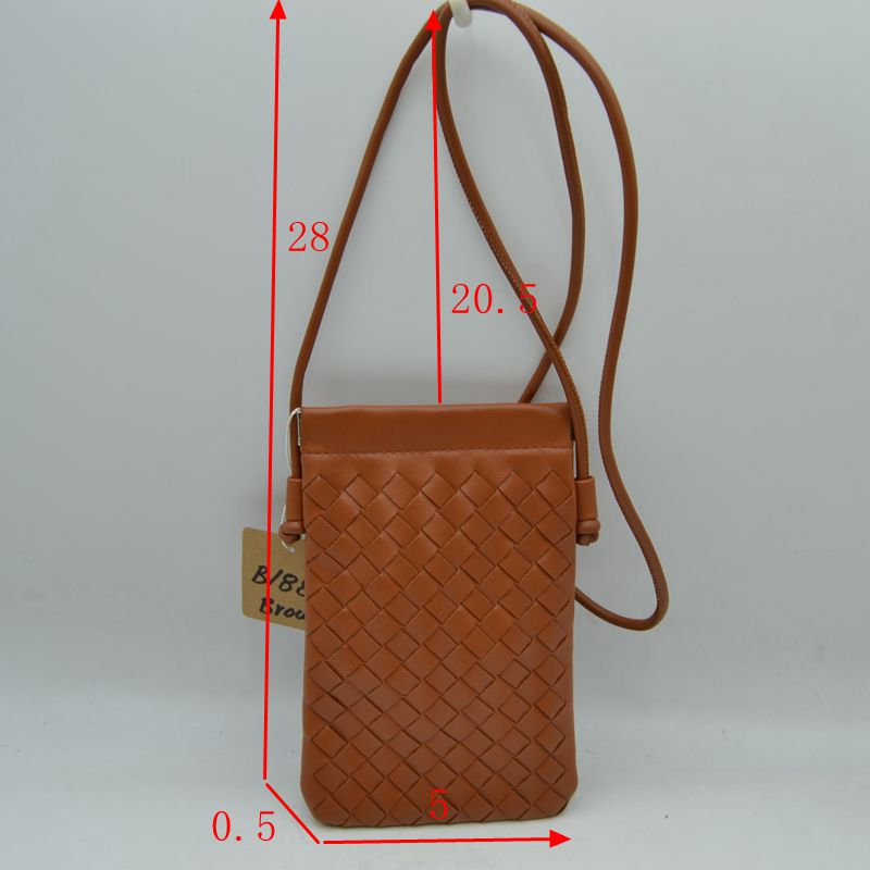 Woven Texture Vertical Phone Pouch Crossbody Bag with Cord Strap - Crossbody Bag