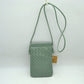 Woven Texture Vertical Phone Pouch Crossbody Bag with Cord Strap - Green - Crossbody Bag