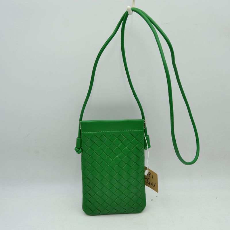 Woven Texture Vertical Phone Pouch Crossbody Bag with Cord Strap - Kelly Green - Crossbody Bag