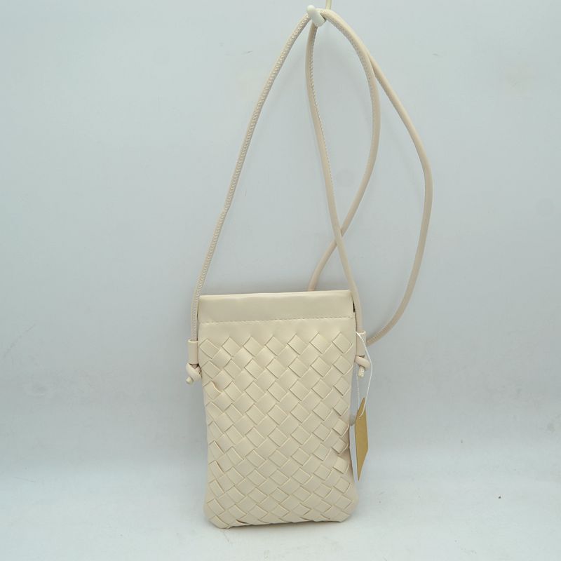 Woven Texture Vertical Phone Pouch Crossbody Bag with Cord Strap - Off-White - Crossbody Bag
