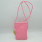 Woven Texture Vertical Phone Pouch Crossbody Bag with Cord Strap - Pink - Crossbody Bag