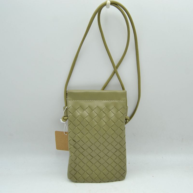 Woven Texture Vertical Phone Pouch Crossbody Bag with Cord Strap - Sage Green - Crossbody Bag