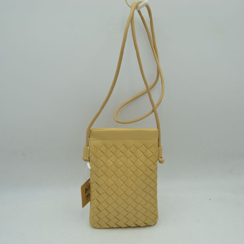Woven Texture Vertical Phone Pouch Crossbody Bag with Cord Strap - Tan - Crossbody Bag