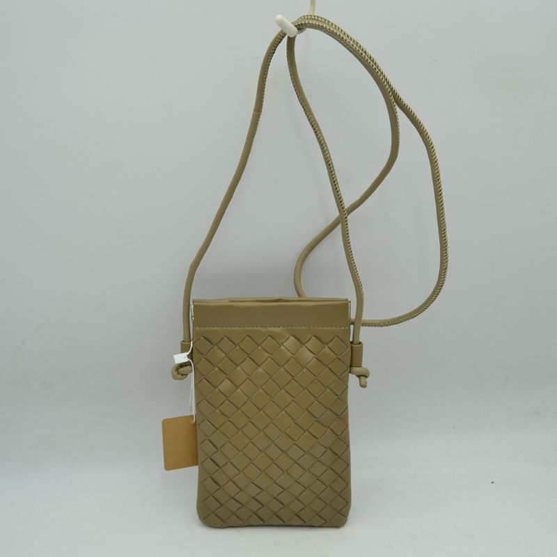 Woven Texture Vertical Phone Pouch Crossbody Bag with Cord Strap - Taupe - Crossbody Bag