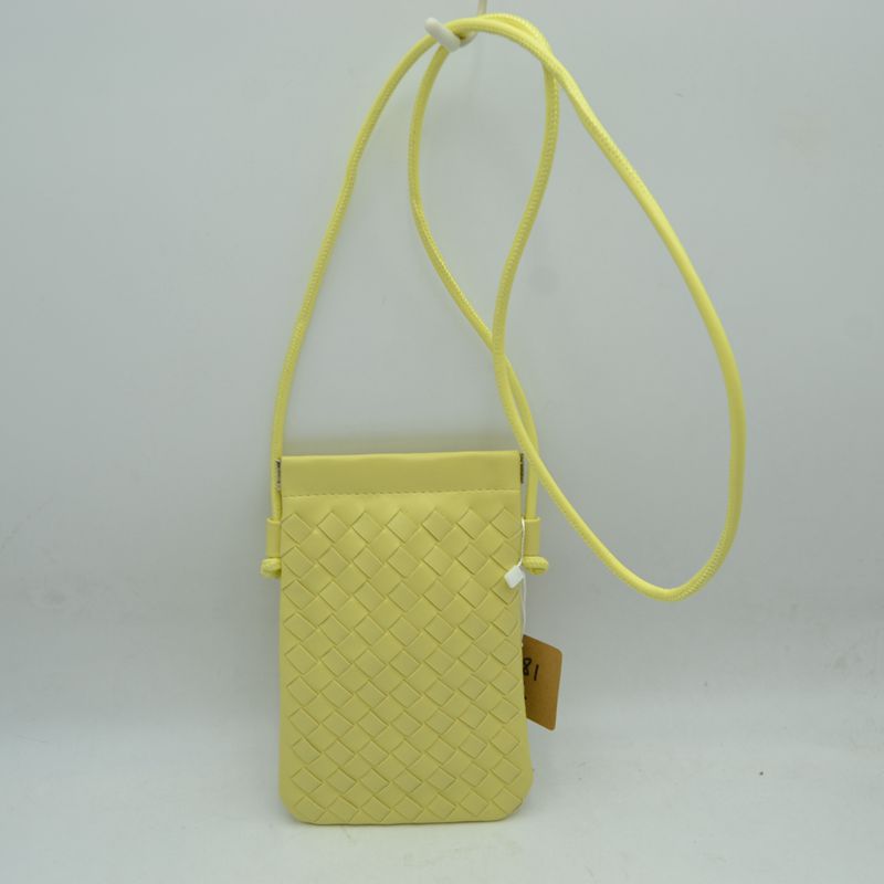 Woven Texture Vertical Phone Pouch Crossbody Bag with Cord Strap - Yellow - Crossbody Bag