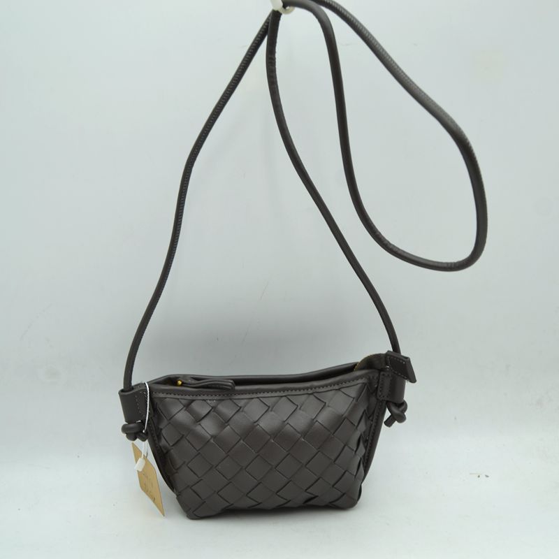 Woven Texture Small Crossbody Bag with Top Zipper and Cord Strap - Dark Gray - Crossbody Bag