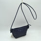 Woven Texture Small Crossbody Bag with Top Zipper and Cord Strap - Navy Blue - Crossbody Bag