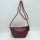 Woven Texture Small Crossbody Bag with Top Zipper and Cord Strap - Wine - Crossbody Bag
