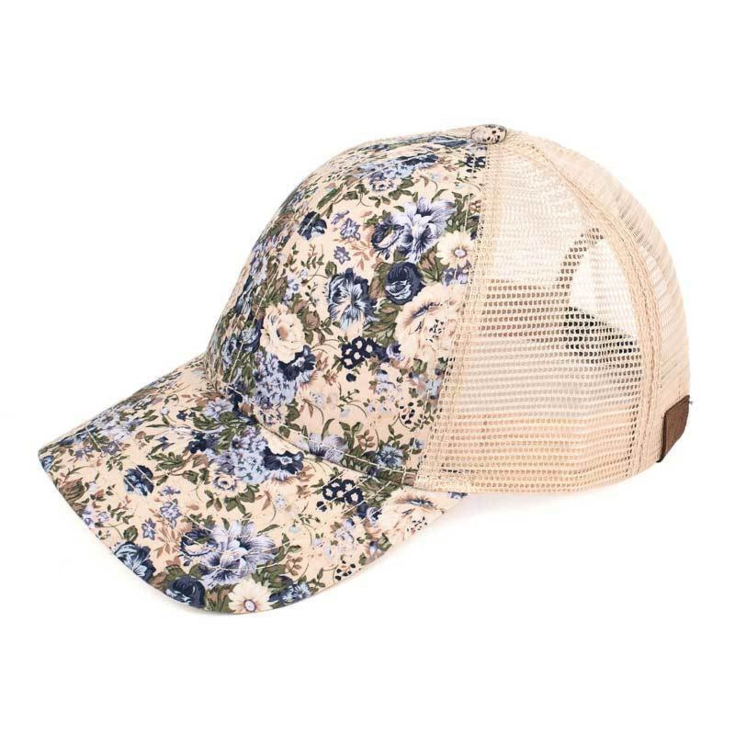 C.C Flower-Patterned Mesh Baseball Cap 100% Polyester